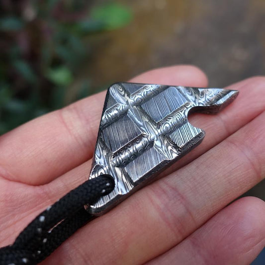 Damascus Pattern Bottle Opener Keychain Backpack Mini EDC Tool