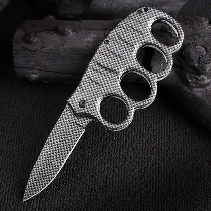 Multifunctional Four-hole Outdoor Black-plated Titanium Carbon Fiber Tool