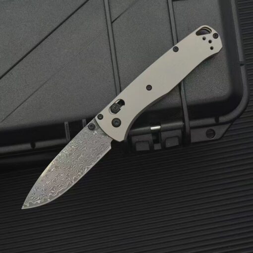 BM535 Flat Titanium Handle Damascus Outdoor Folding Tool