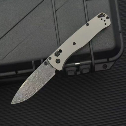 BM535 Flat Titanium Handle Damascus Outdoor Folding Tool