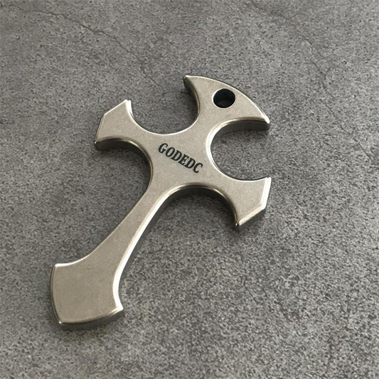 GODEDC Titanium Cross Necklace Keychain Backpack Pendant EDC Tool