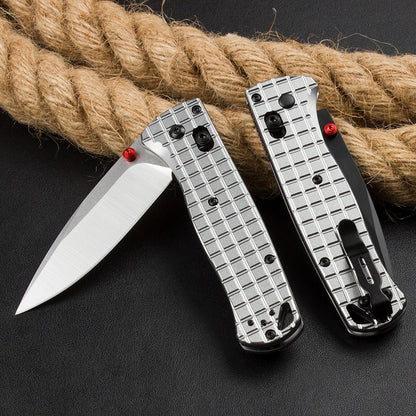 BM535 Bk-4 Checkered Aluminum Handle D2 Outdoor Folding Tool