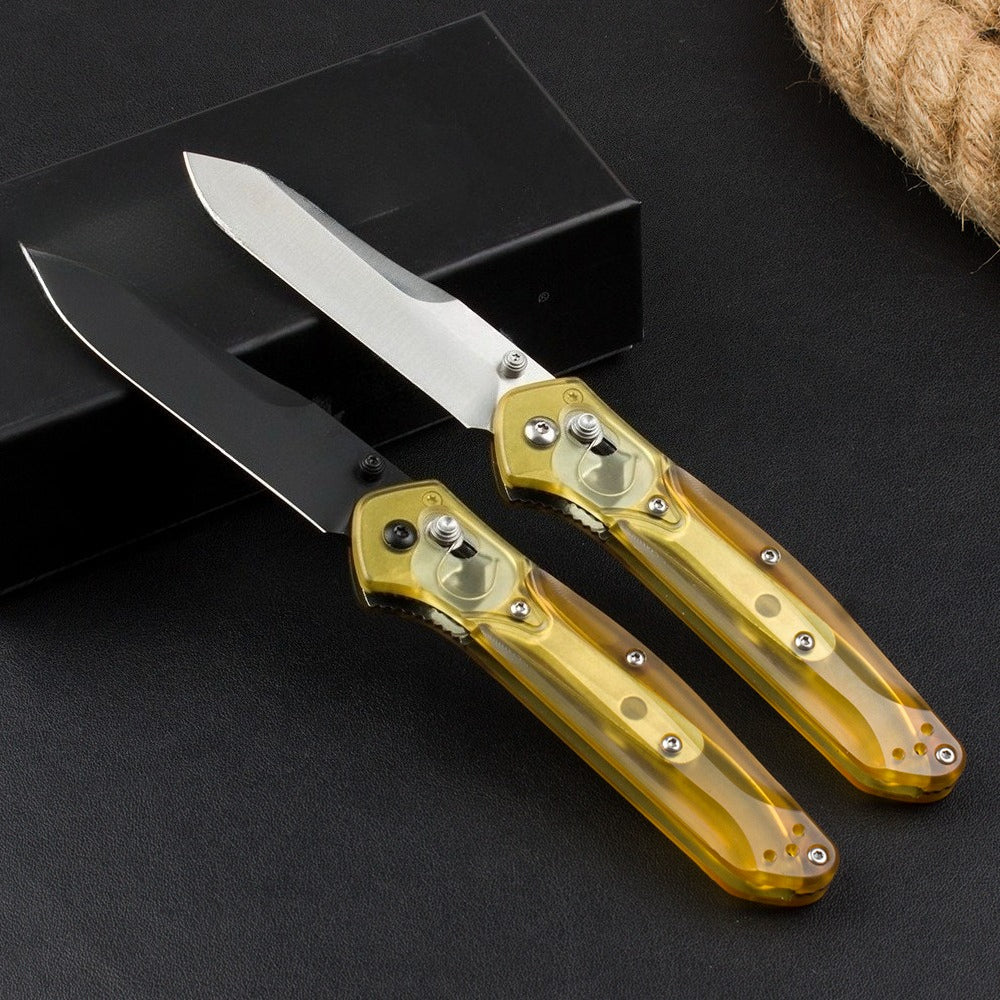 BM940 Transparent Yellow Handle D2 Steel Outdoor Folding Tool
