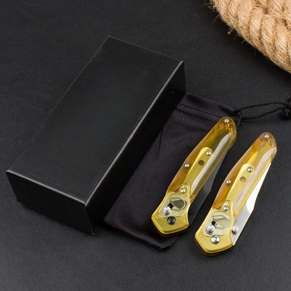 BM940 Transparent Yellow Handle D2 Steel Outdoor Folding Tool
