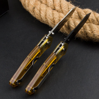 BM940 Transparent Yellow Handle D2 Steel Outdoor Folding Tool