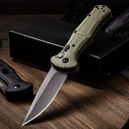 BM9070 Nylon Fiber Handle CNC Water-milled Gray Titanium-plated D2 Steel Outdoor Portable Tool