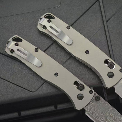 BM535 Flat Titanium Handle Damascus Outdoor Folding Tool