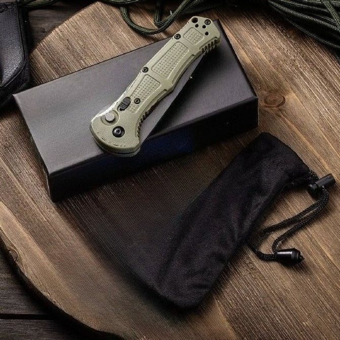 BM9070 Nylon Fiber Handle CNC Water-milled Gray Titanium-plated D2 Steel Outdoor Portable Tool