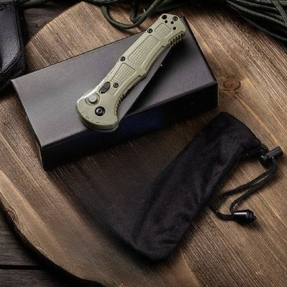 BM9070 Nylon Fiber Handle CNC Water-milled Gray Titanium-plated D2 Steel Outdoor Portable Tool