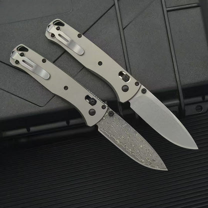 BM535 Flat Titanium Handle Damascus Outdoor Folding Tool